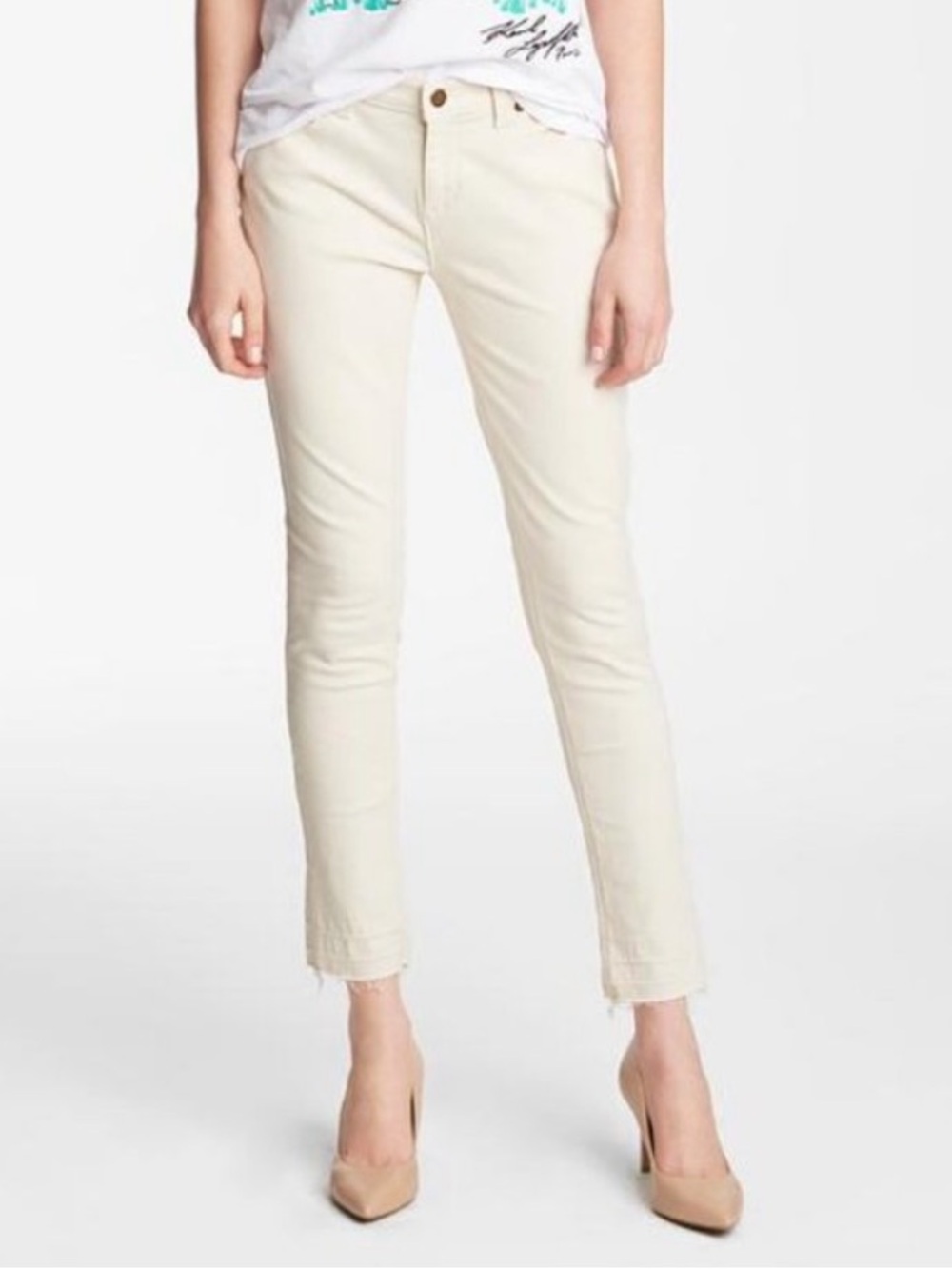 Karl Lagerfeld Women’s Stretchy Cotton/Spandex Twill Pant Size 8 Off White/Cream